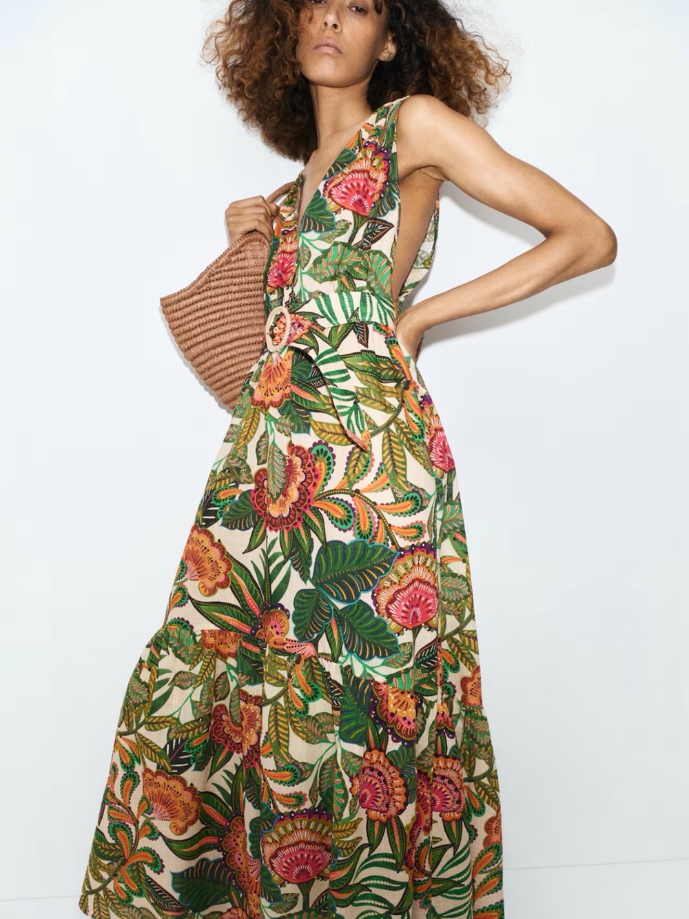 Women’s Cotton Floral V-Neck Summer Dress in Multicolor